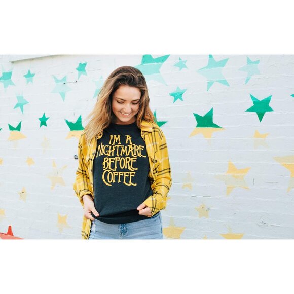 Women's Funny Coffee T Shirt I'm A Nightmare Before Coffee Christmas Tee - Picture 7 of 9